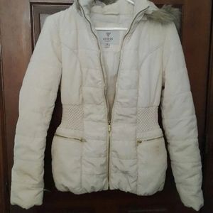 NEW guess puffer cream jacket Sz Medium